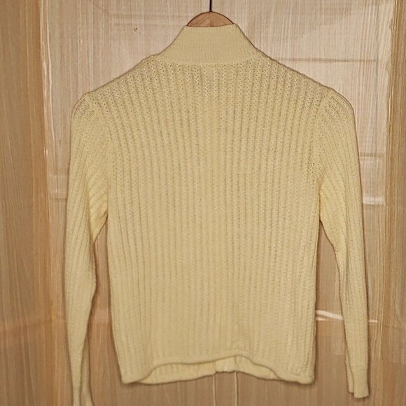 Women’s J. Jill Cream Cable Knit Zip Up Cardigan Medium - Picture 2 of 8